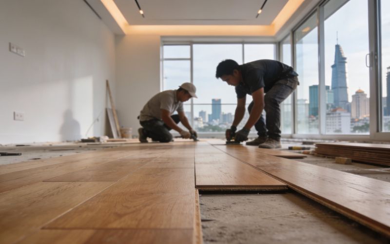 Lắp đặt sàn gỗ công nghiệp tại TP HCM 