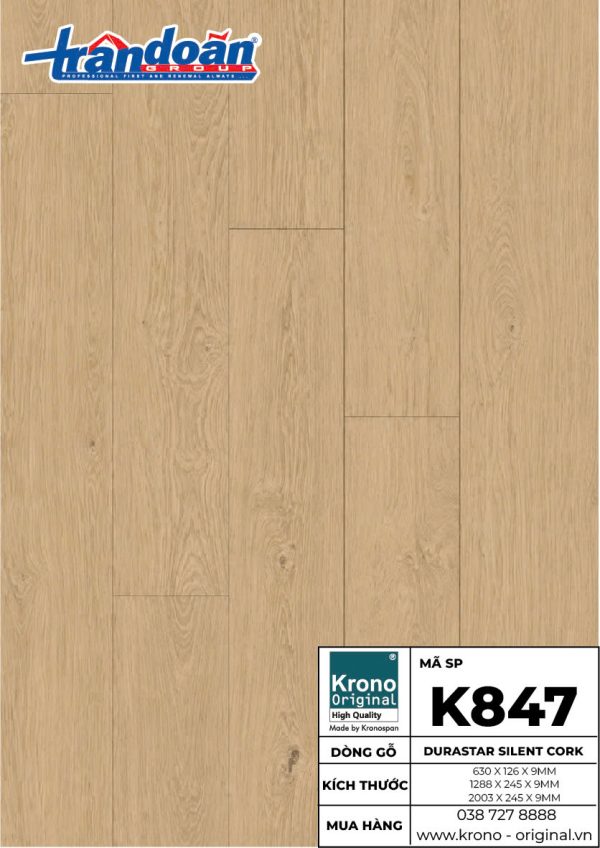 sàn gỗ Krono Original Durastar Silent Cork K847
